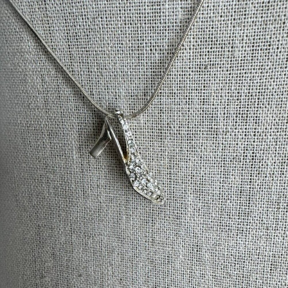 NWOT!  Silver Shoe Rhinestone Pendant on Chain